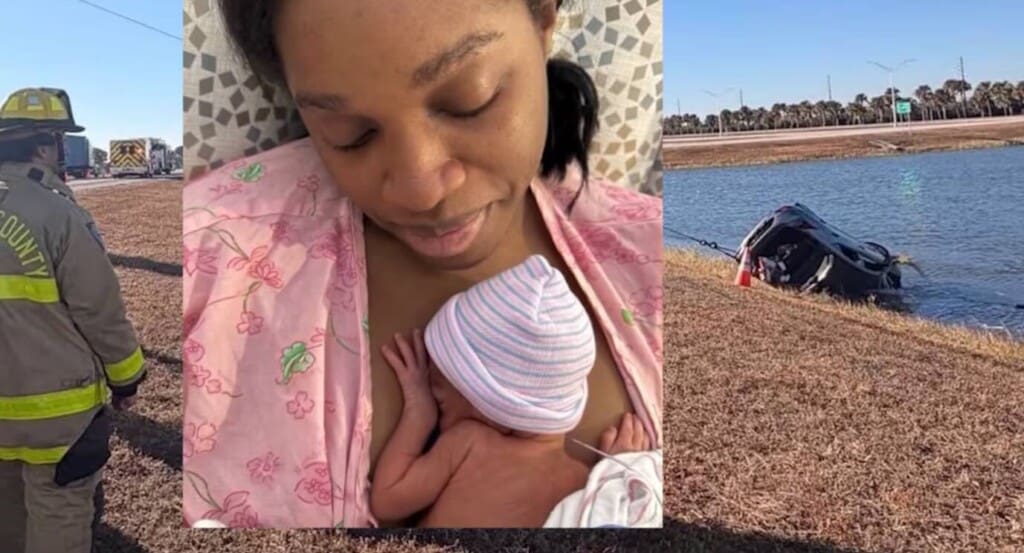 A Passing Angel Rescues Woman 8-Months Pregnant from Her Sinking Car